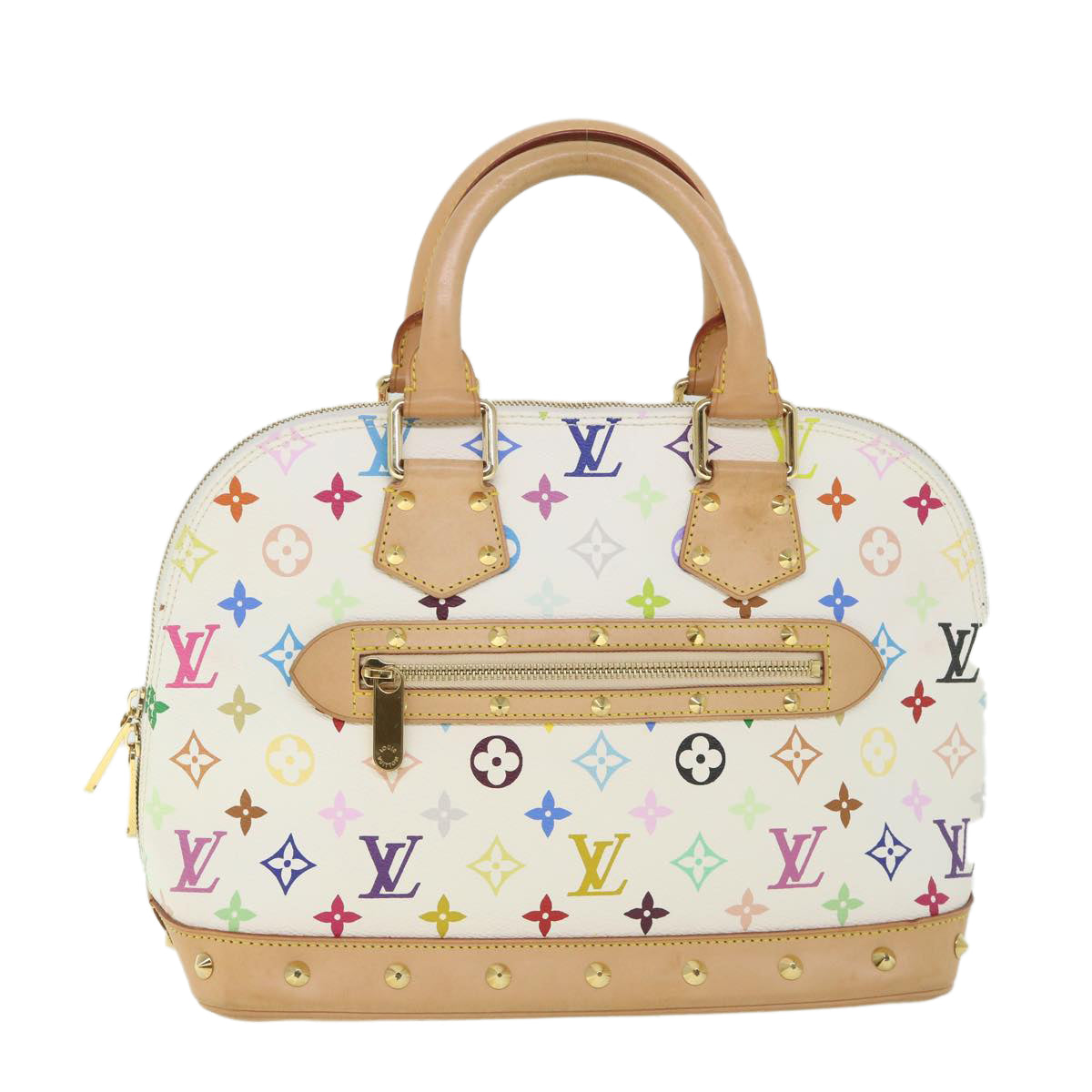 LOUIS VUITTON Monogram Multicolor Alma Hand Bag White M92647 LV Auth 56047A