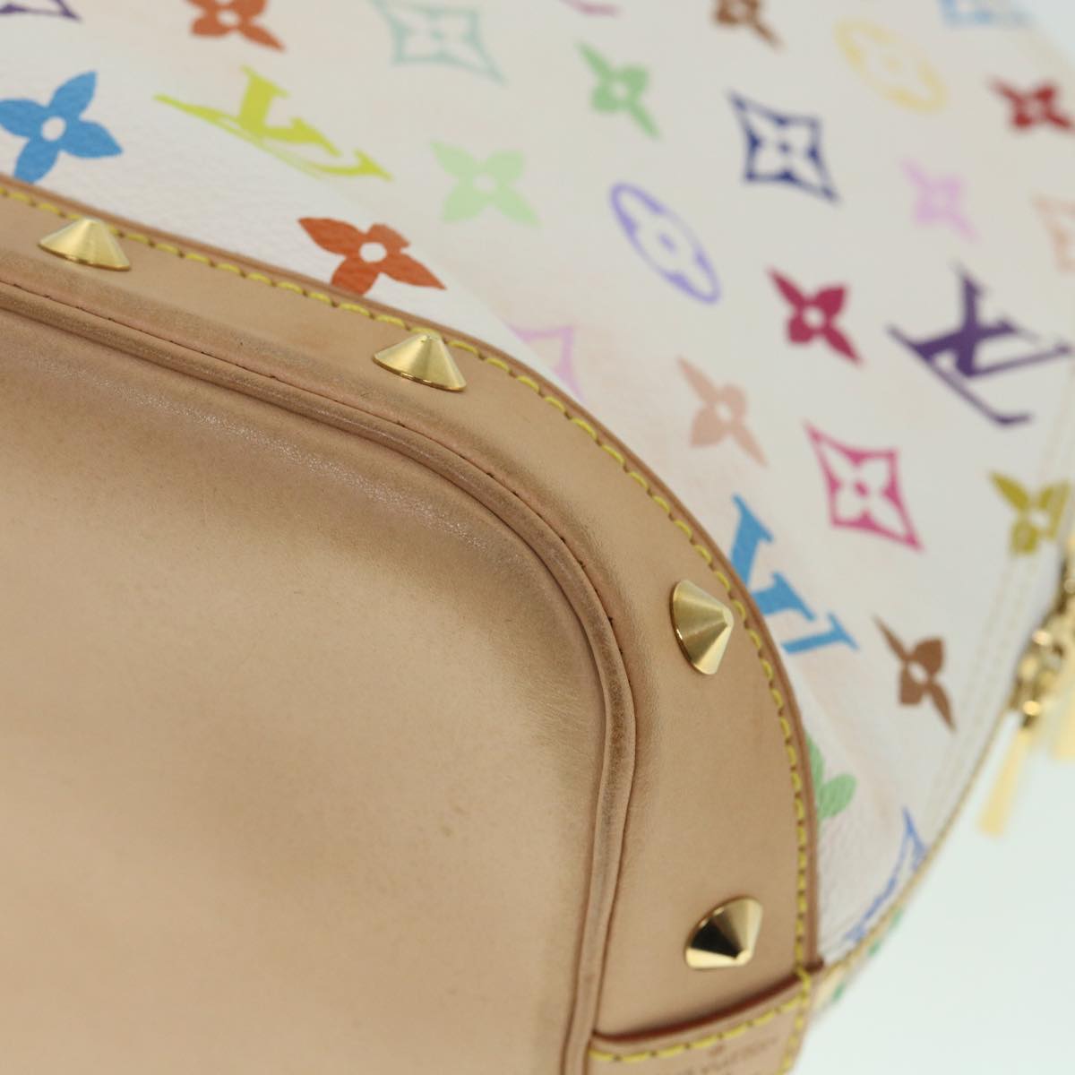 LOUIS VUITTON Monogram Multicolor Alma Hand Bag White M92647 LV Auth 56047A