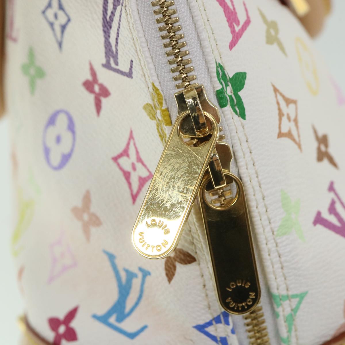 LOUIS VUITTON Monogram Multicolor Alma Hand Bag White M92647 LV Auth 56047A