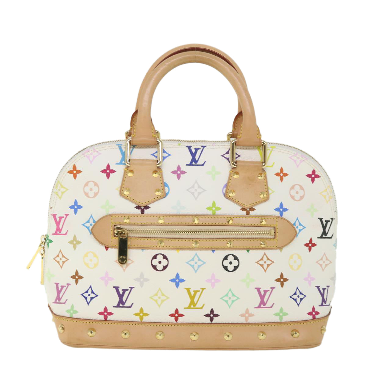 LOUIS VUITTON Monogram Multicolor Alma Hand Bag White M92647 LV Auth 56047A