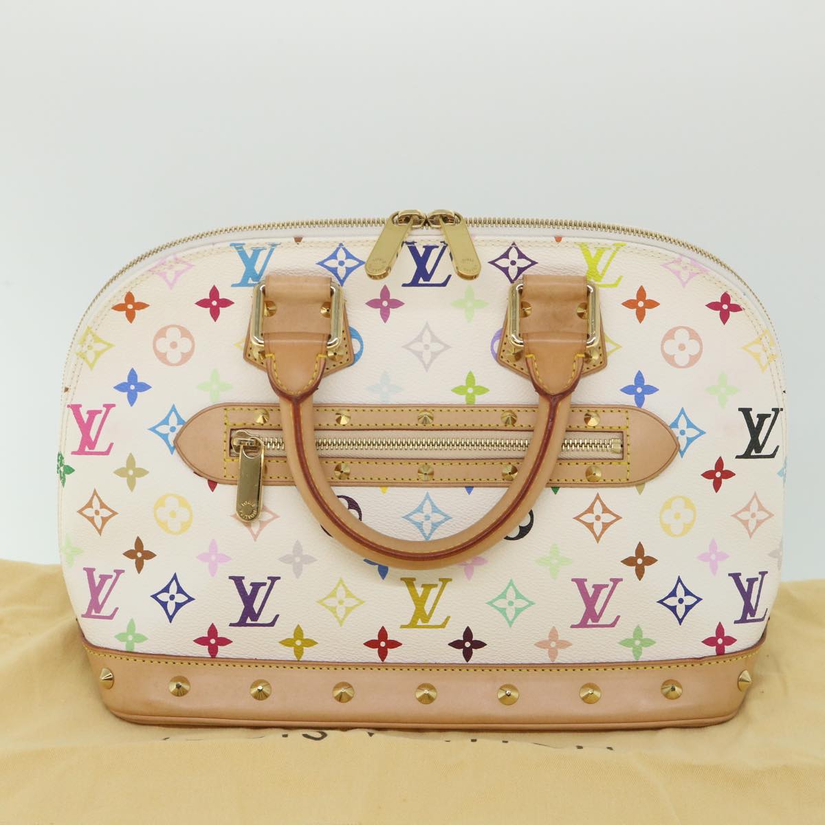 LOUIS VUITTON Monogram Multicolor Alma Hand Bag White M92647 LV Auth 56047A