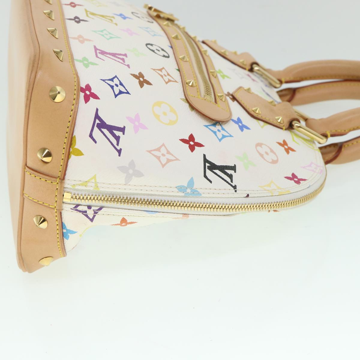 LOUIS VUITTON Monogram Multicolor Alma Hand Bag White M92647 LV Auth 56047A