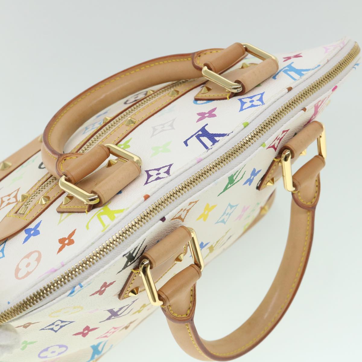 LOUIS VUITTON Monogram Multicolor Alma Hand Bag White M92647 LV Auth 56047A