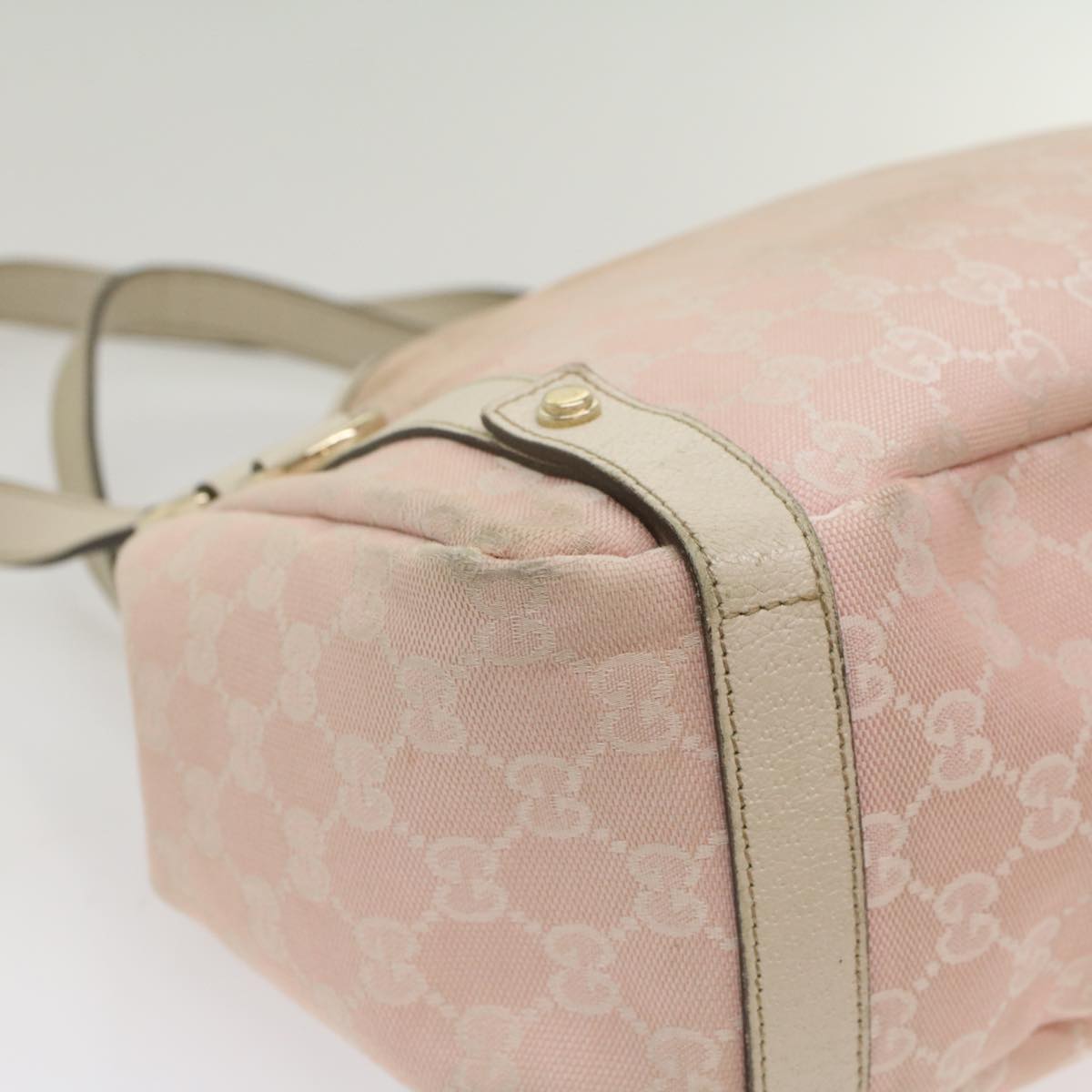 GUCCI GG Canvas Shoulder Bag Pink White 130736 Auth 56056