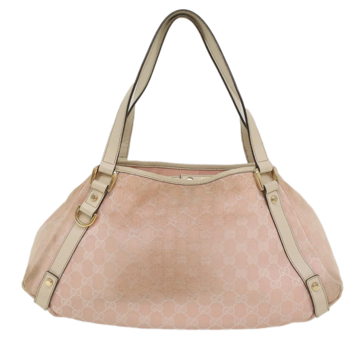 GUCCI GG Canvas Shoulder Bag Pink White 130736 Auth 56056