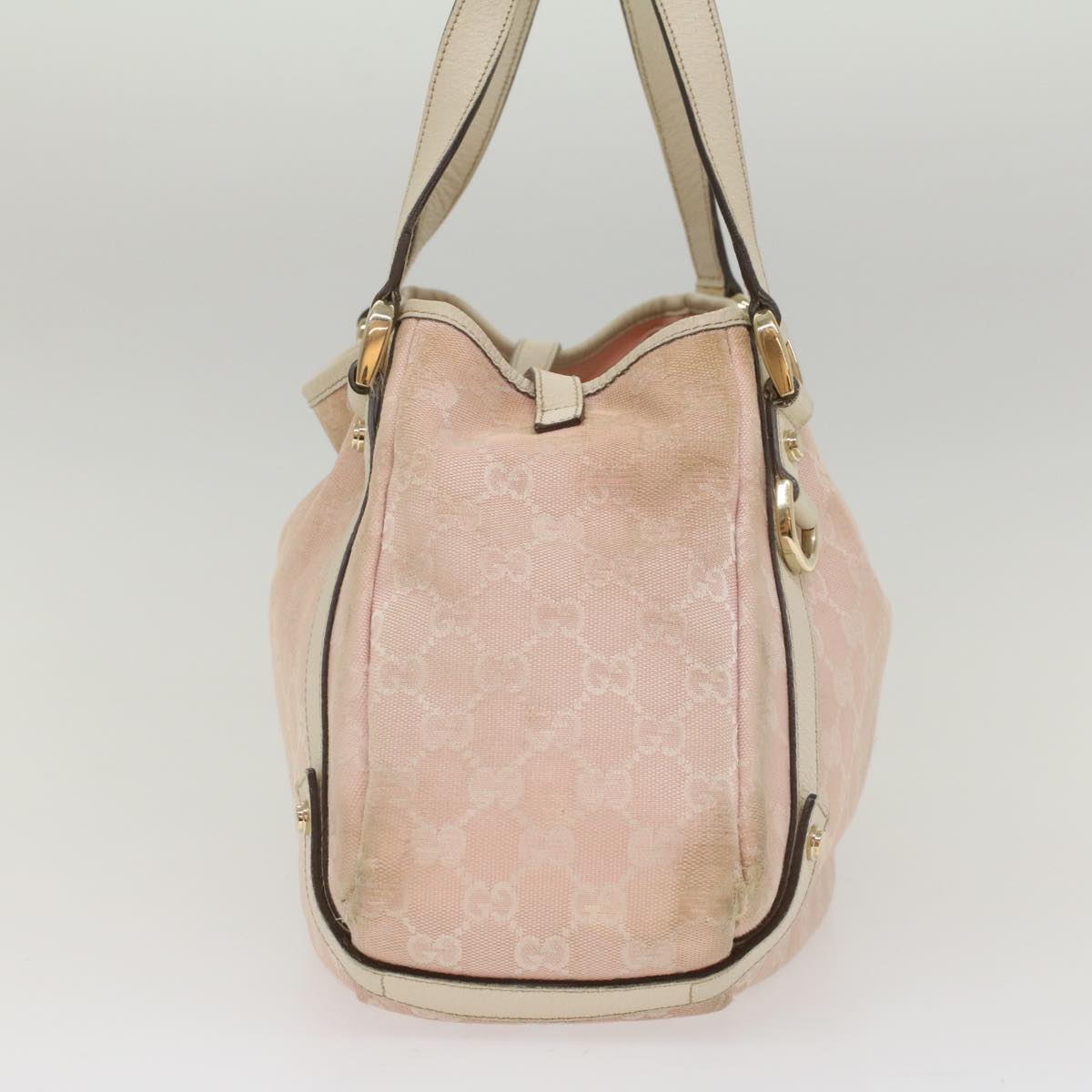 GUCCI GG Canvas Shoulder Bag Pink White 130736 Auth 56056