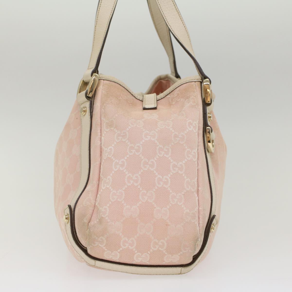 GUCCI GG Canvas Shoulder Bag Pink White 130736 Auth 56056