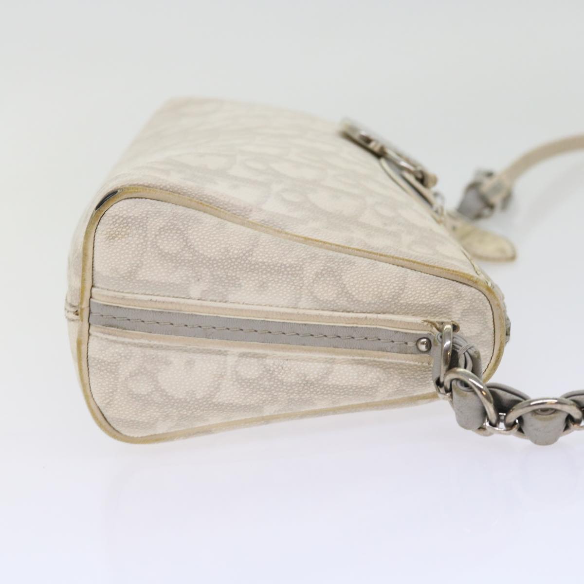 Christian Dior Trotter Romantic Shoulder Bag PVC Leather Beige Auth 56076