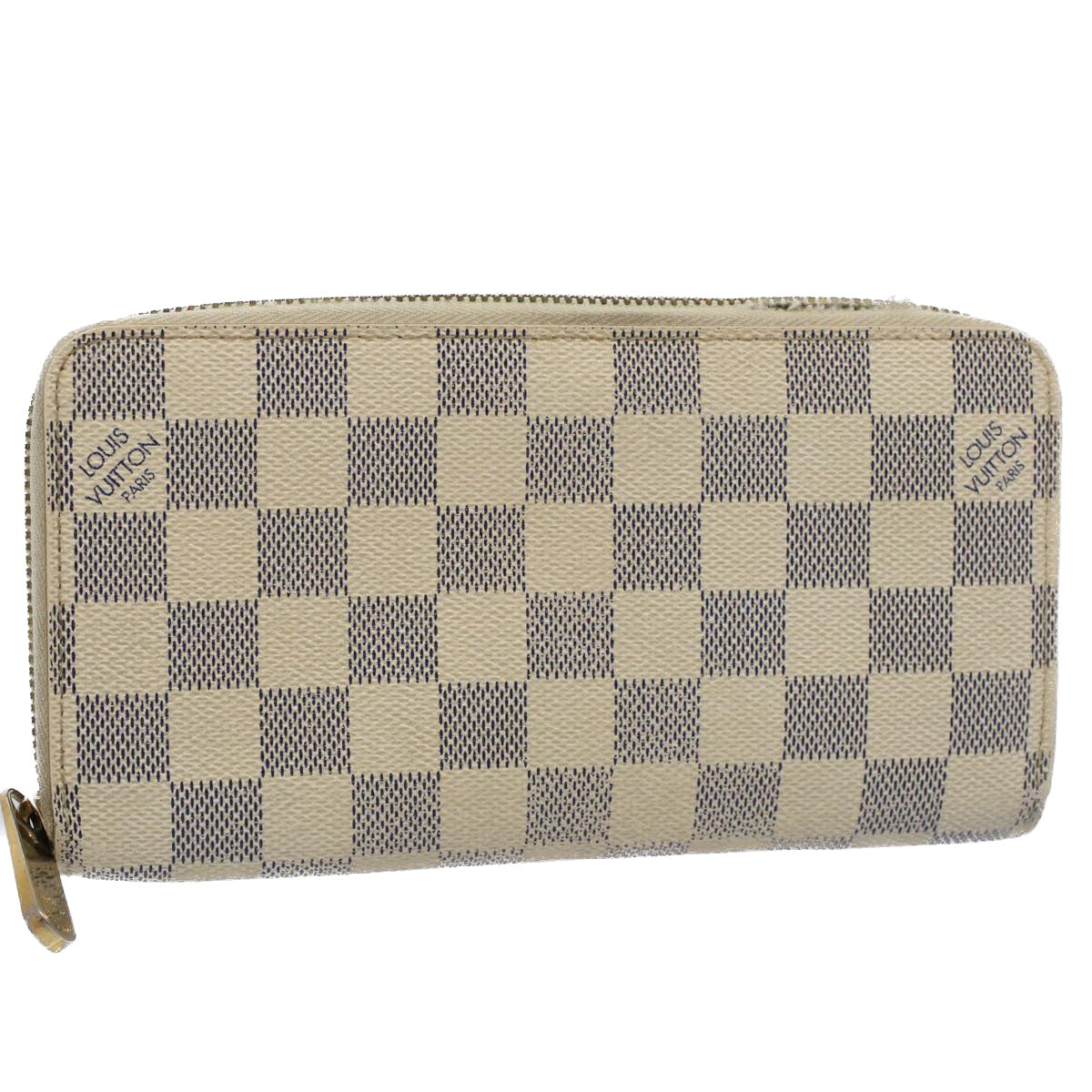 LOUIS VUITTON Damier Azur Zippy Wallet Long Wallet N63503 LV Auth 56094