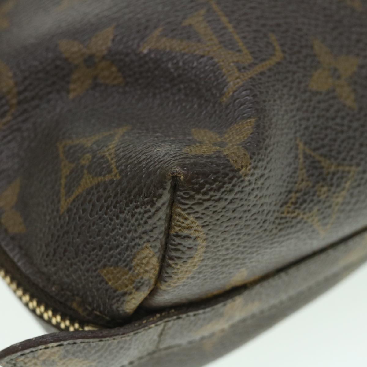 LOUIS VUITTON Monogram Trousse Demi Ronde Cosmetic Pouch M47520 LV Auth 56099