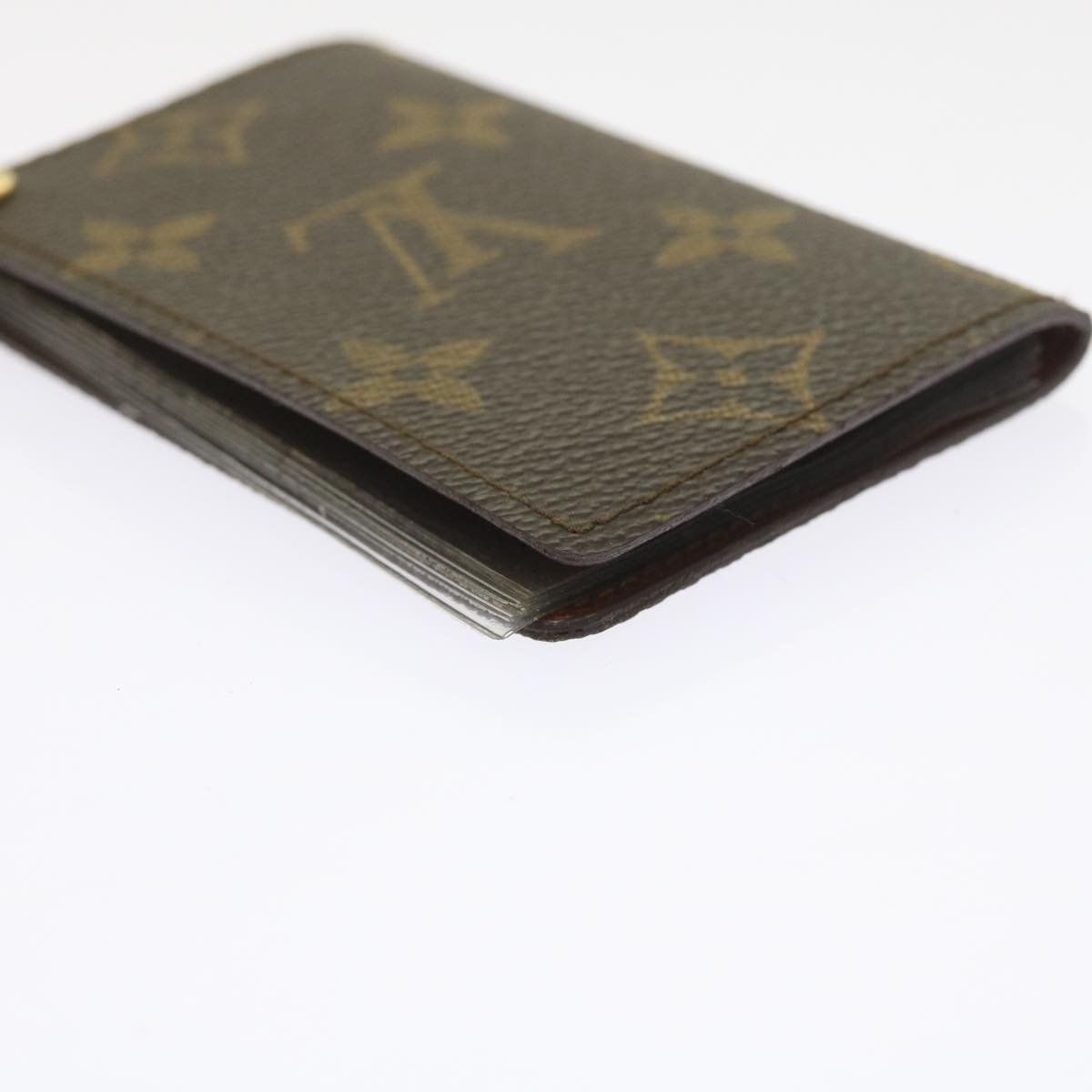 LOUIS VUITTON Monogram Porte Cartes Credit Pression Card Case M60937 Auth 56122