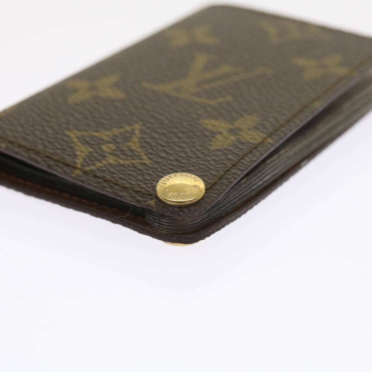 LOUIS VUITTON Monogram Porte Cartes Credit Pression Card Case M60937 Auth 56122