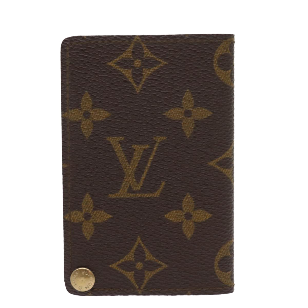 LOUIS VUITTON Monogram Porte Cartes Credit Pression Card Case M60937 Auth 56122