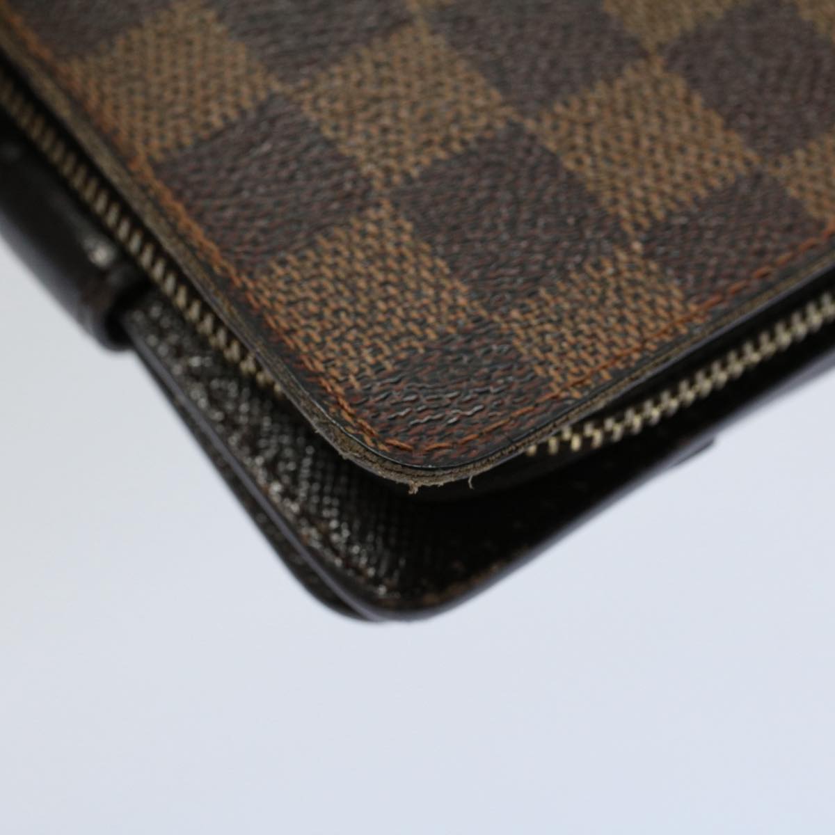 LOUIS VUITTON Damier Ebene Compact Zip Wallet N61668 LV Auth 56148