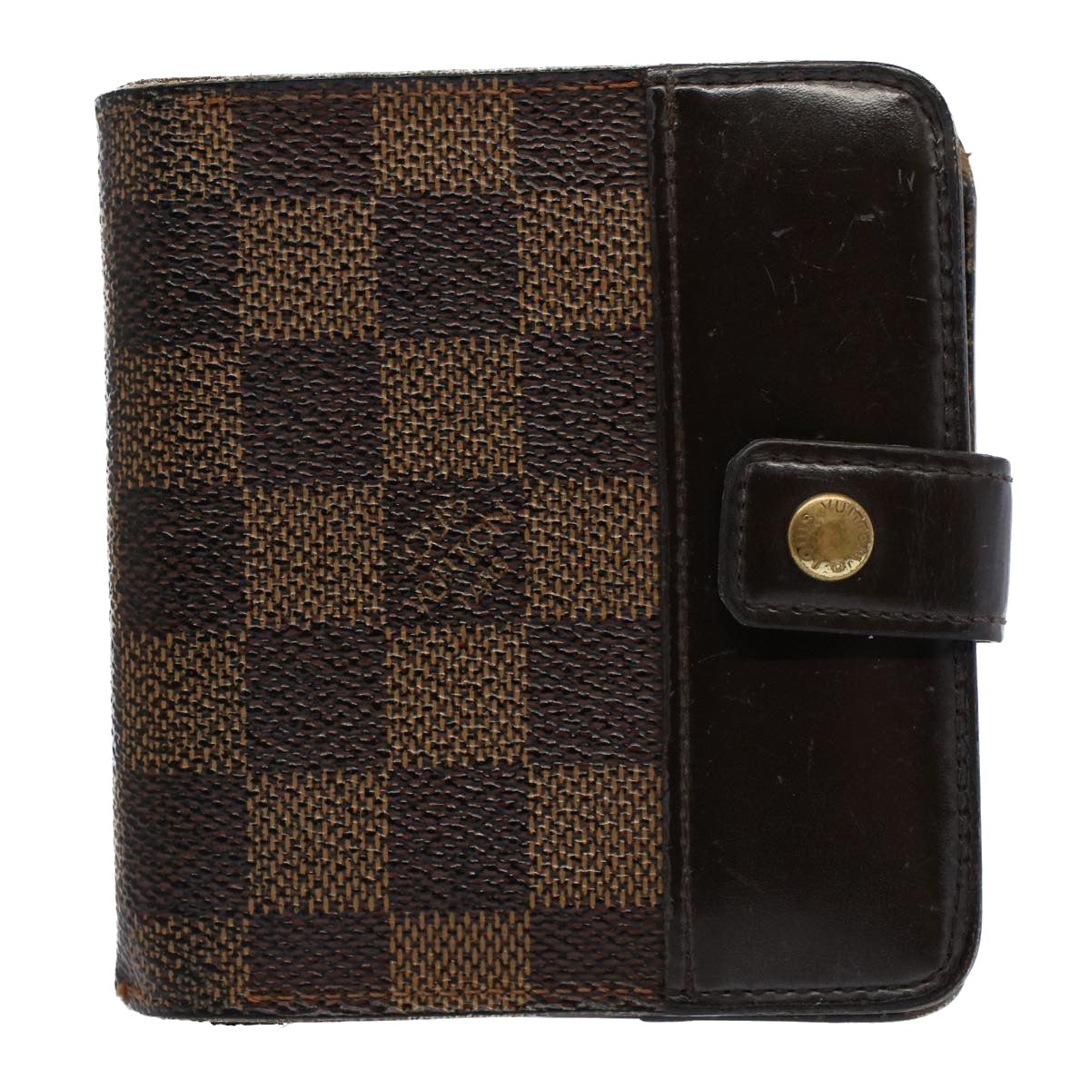 LOUIS VUITTON Damier Ebene Compact Zip Wallet N61668 LV Auth 56148