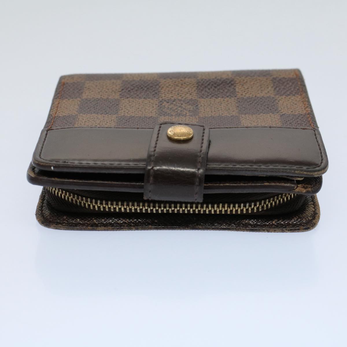 LOUIS VUITTON Damier Ebene Compact Zip Wallet N61668 LV Auth 56148