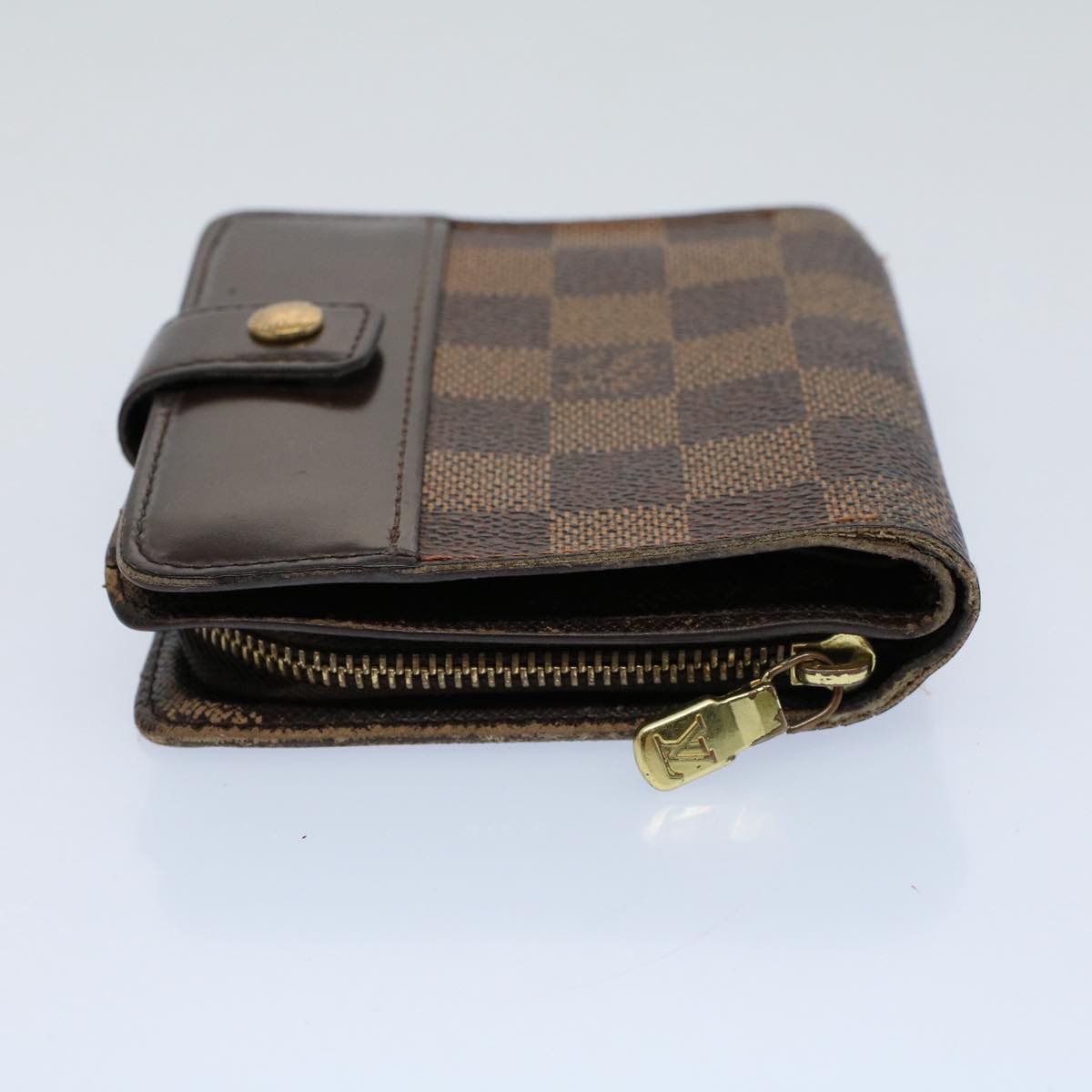 LOUIS VUITTON Damier Ebene Compact Zip Wallet N61668 LV Auth 56148