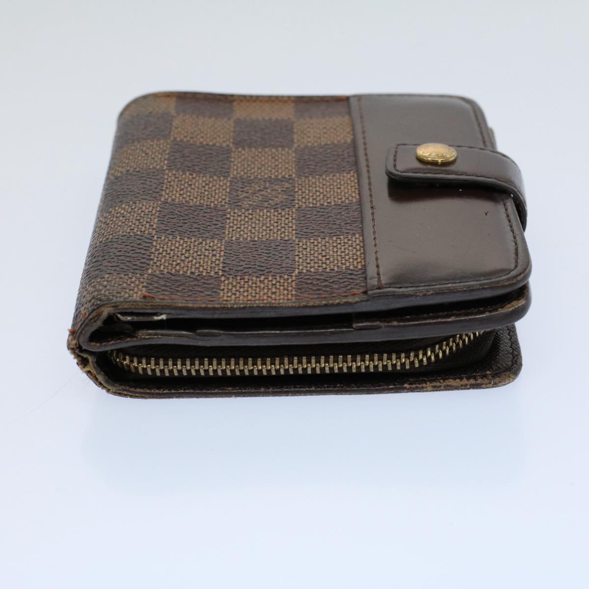 LOUIS VUITTON Damier Ebene Compact Zip Wallet N61668 LV Auth 56148