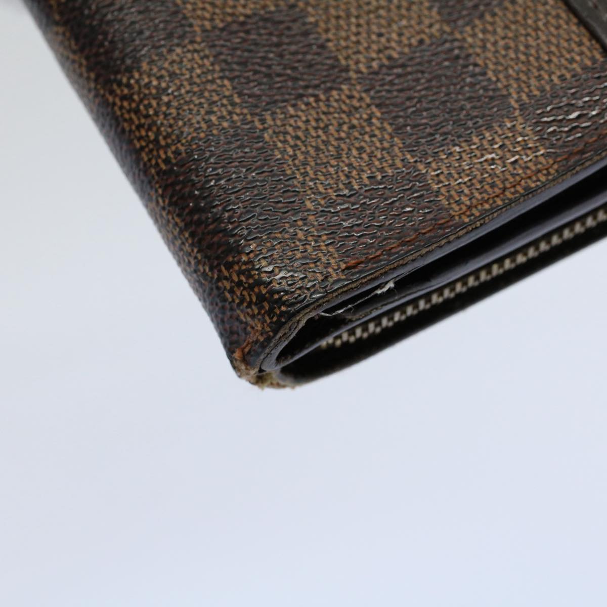 LOUIS VUITTON Damier Ebene Compact Zip Wallet N61668 LV Auth 56148