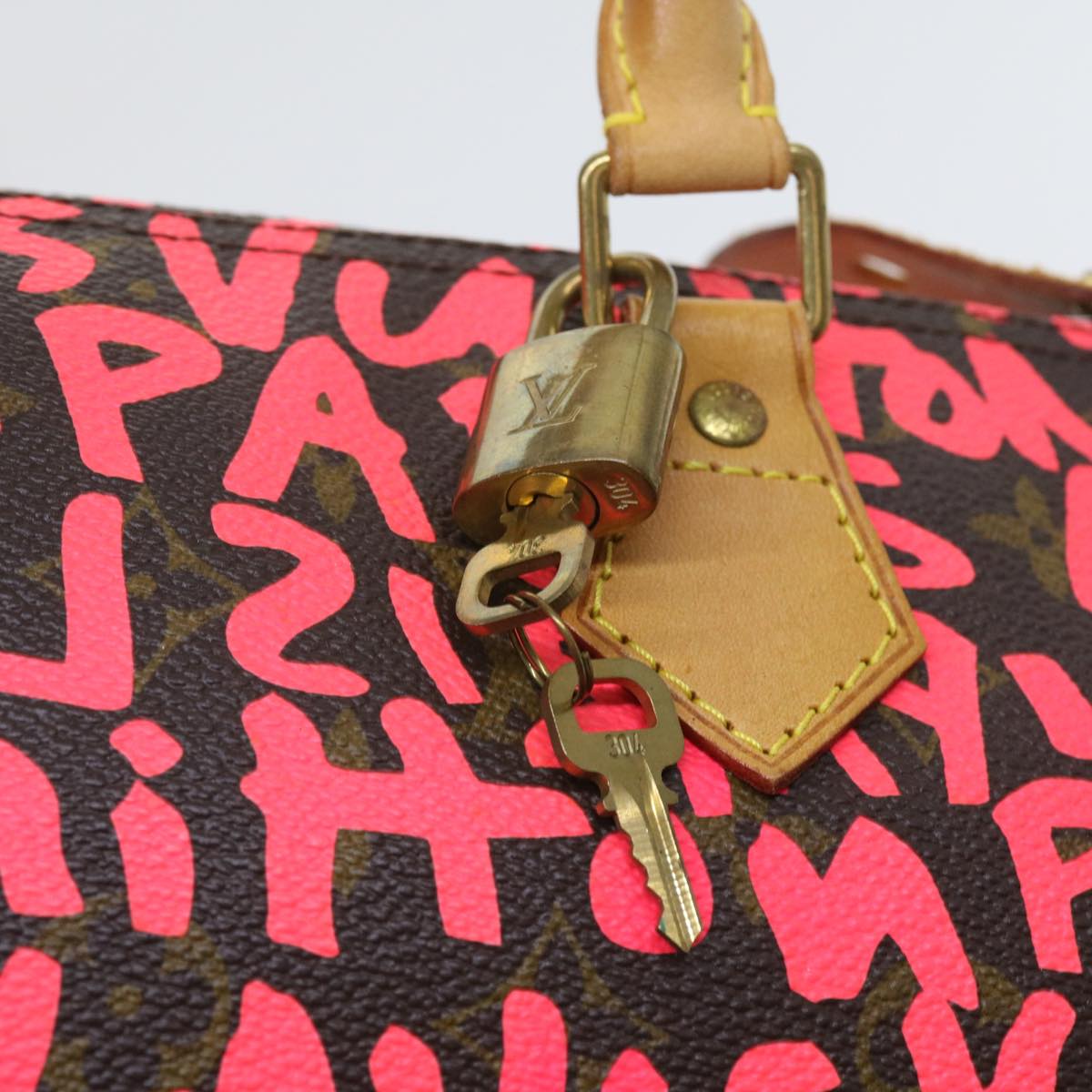 LOUIS VUITTON Monogram Graffiti Speedy 30 Hand Bag Pink M93704 LV Auth 56156A