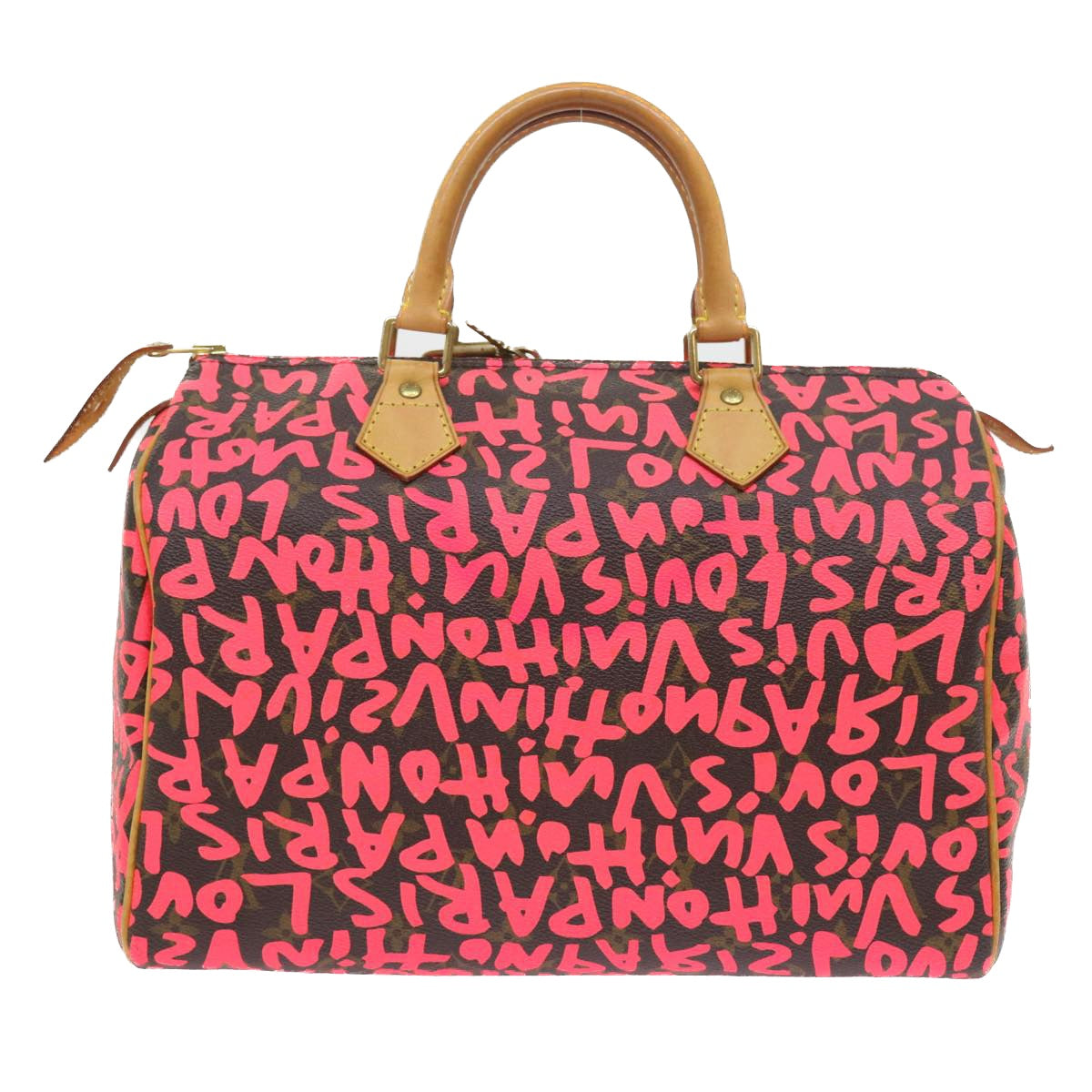 LOUIS VUITTON Monogram Graffiti Speedy 30 Hand Bag Pink M93704 LV Auth 56156A