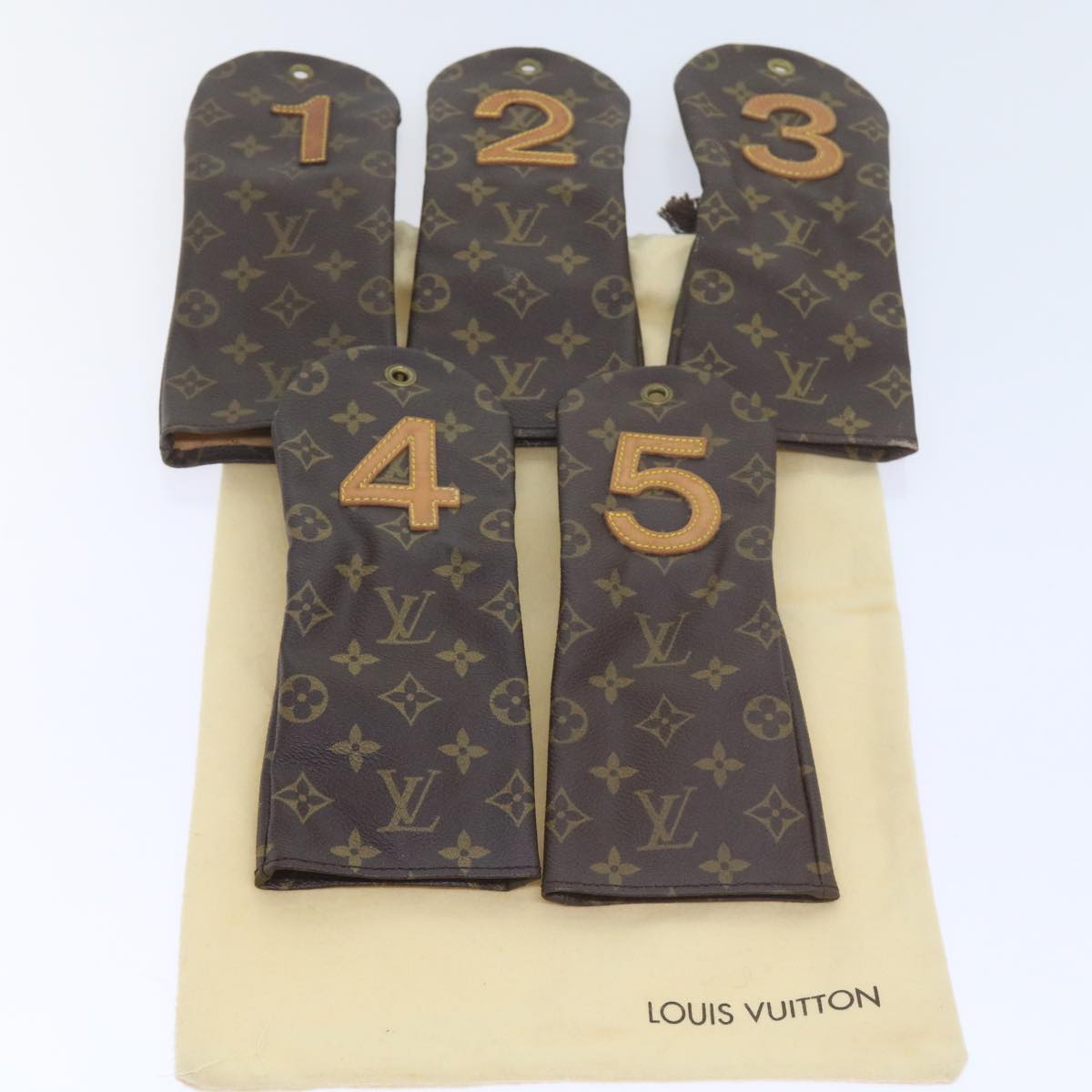 LOUIS VUITTON Monogram Golf Head Cover Pouch No.1,2,3,4,5 5Set LV Auth 56157