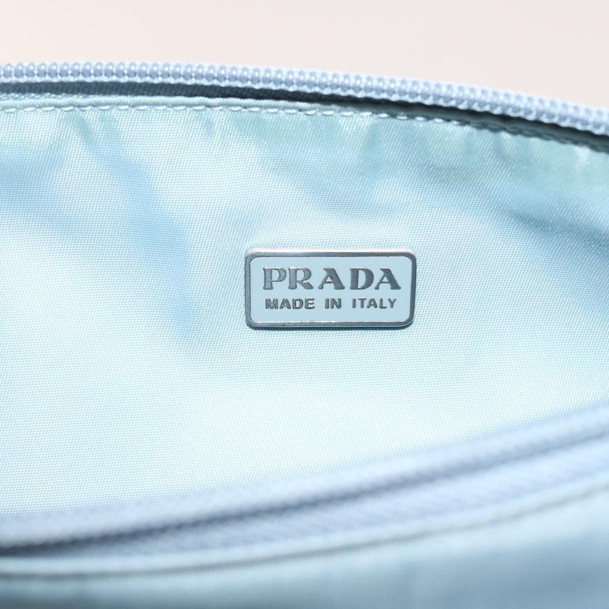 PRADA Accessory Pouch Nylon Light Blue Auth 56182