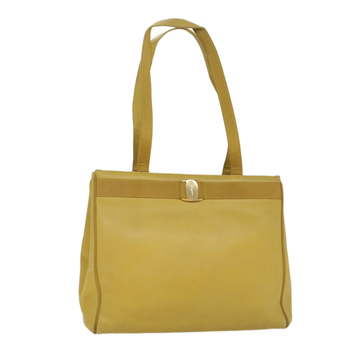 Salvatore Ferragamo Tote Bag Leather Yellow Auth 56193