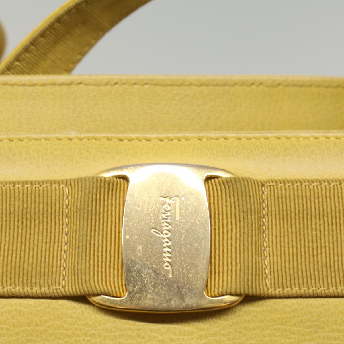 Salvatore Ferragamo Tote Bag Leather Yellow Auth 56193