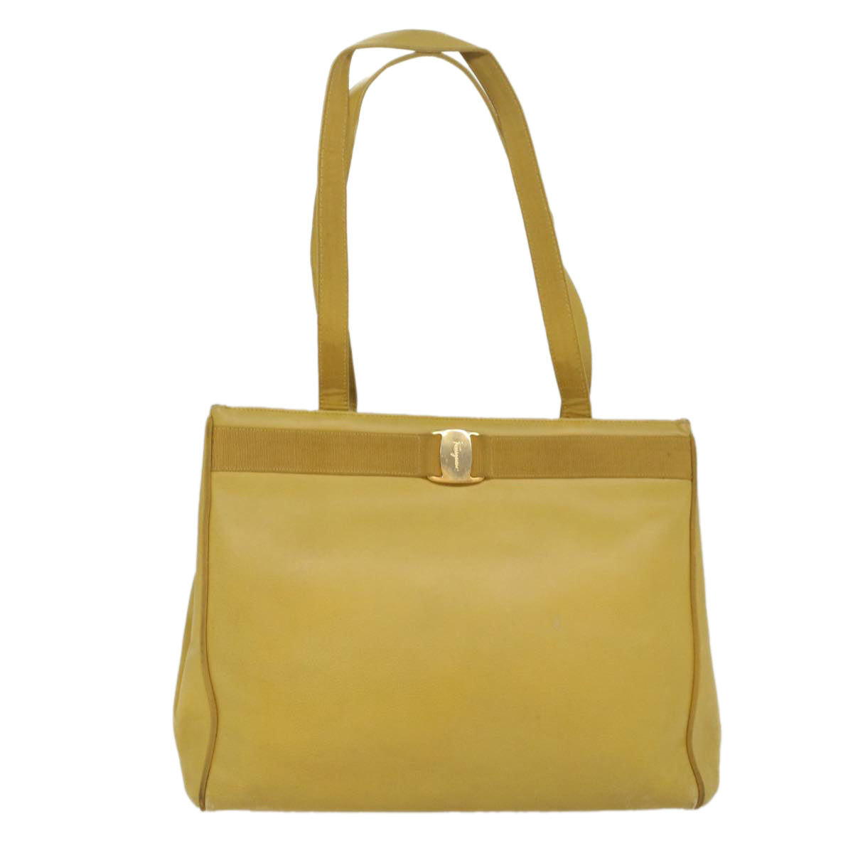 Salvatore Ferragamo Tote Bag Leather Yellow Auth 56193