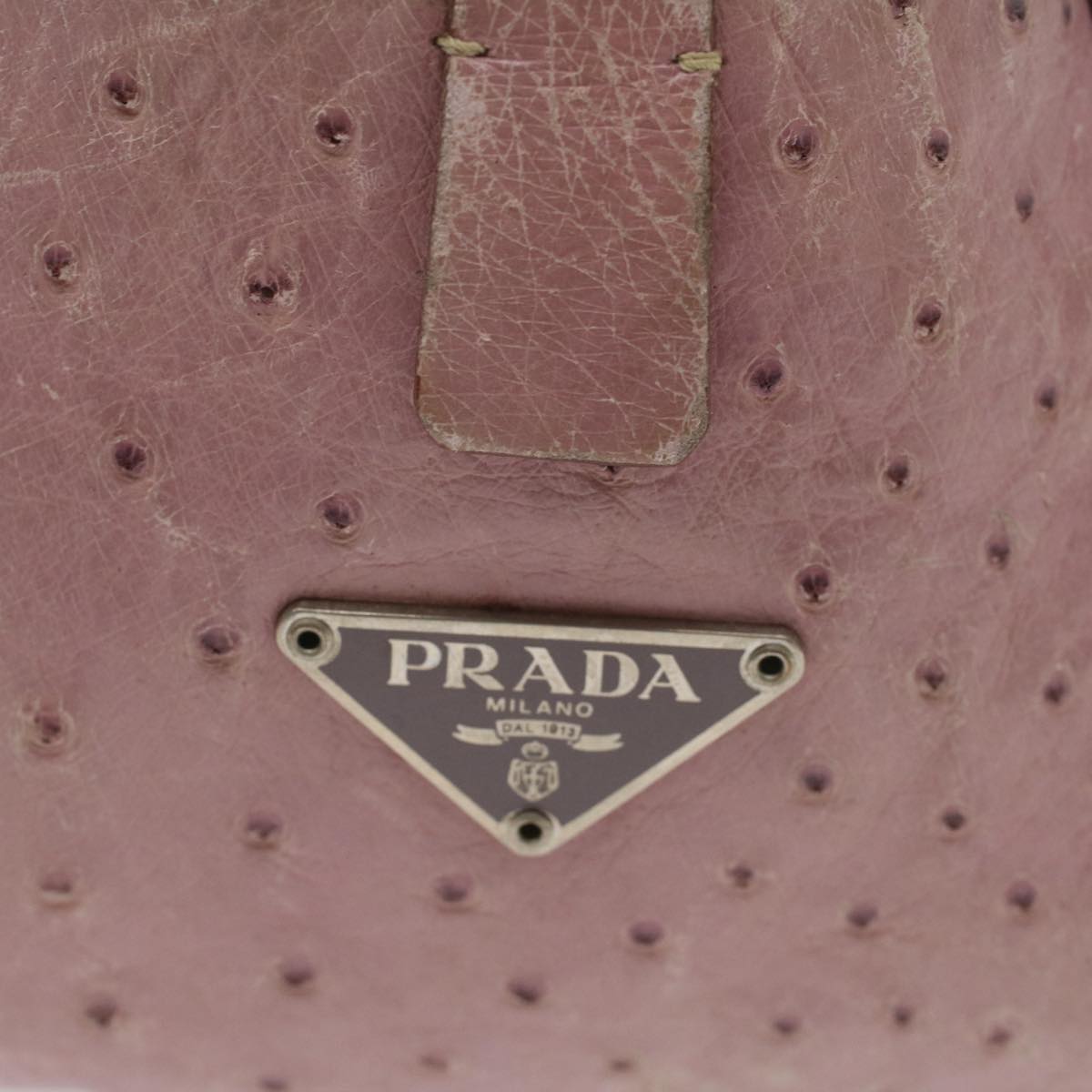 PRADA Hand Bag Canvas Leather Beige Pink Auth 56274