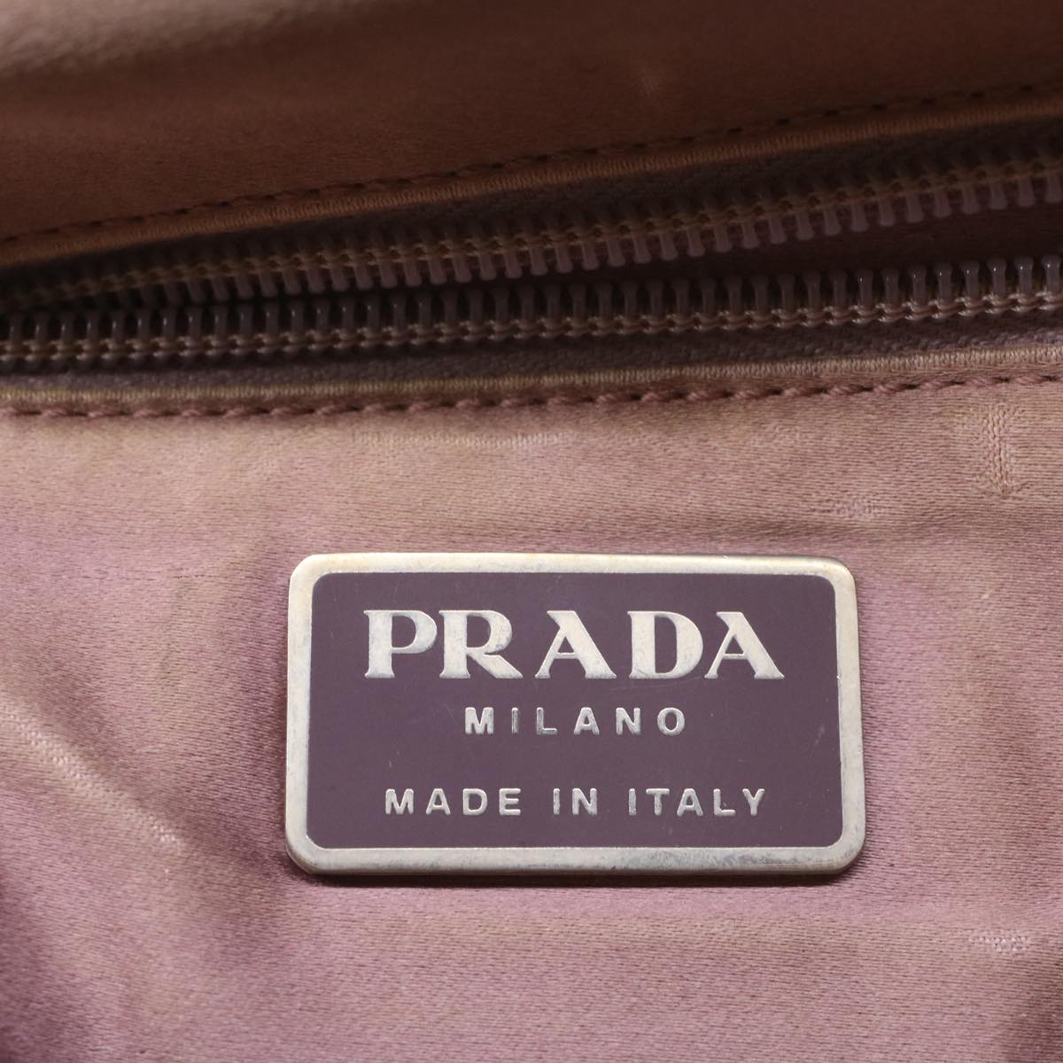 PRADA Hand Bag Canvas Leather Beige Pink Auth 56274