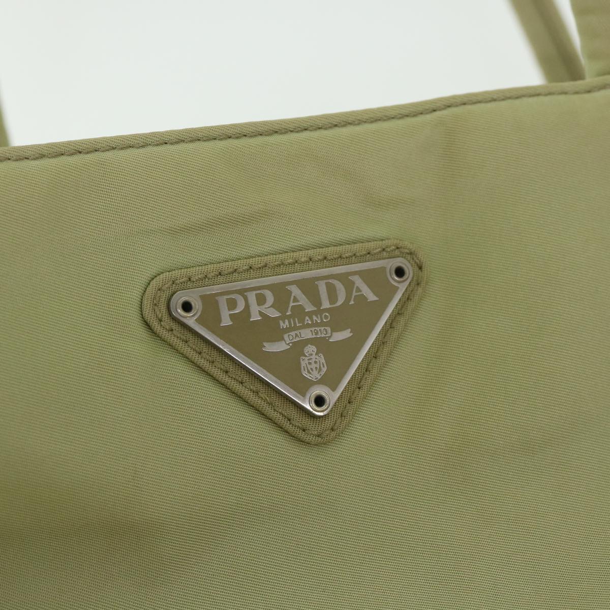 PRADA Hand Bag Nylon Beige Auth 56278