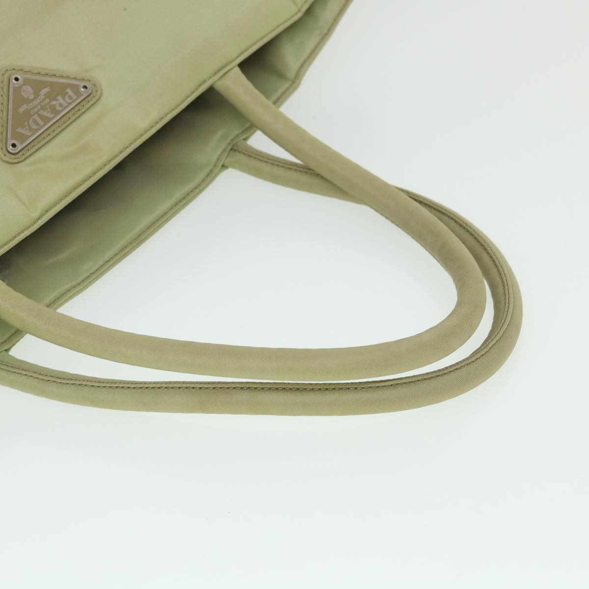 PRADA Hand Bag Nylon Beige Auth 56278