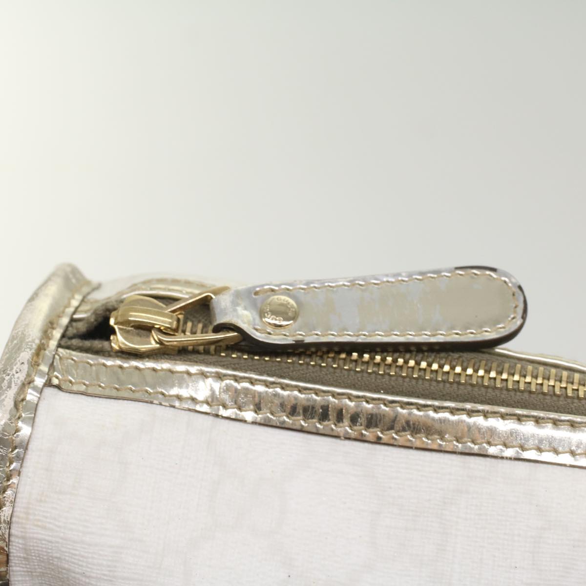 GUCCI GG Supreme Hand Bag PVC Leather White 189899 Auth 56294