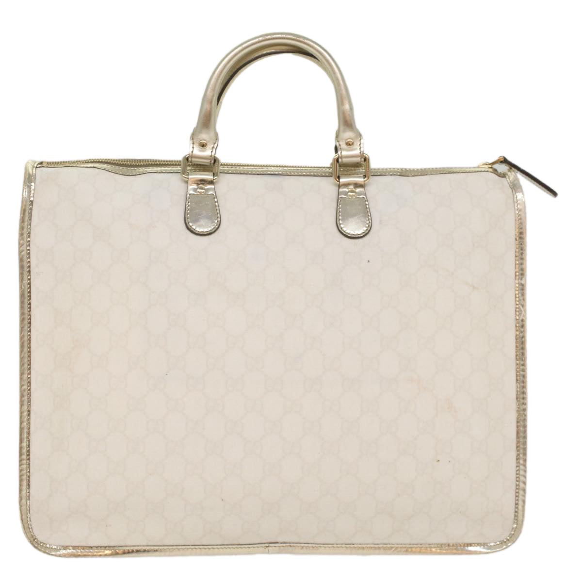 GUCCI GG Supreme Hand Bag PVC Leather White 189899 Auth 56294