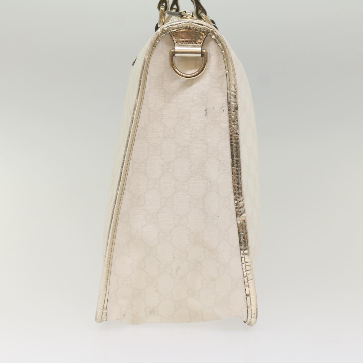 GUCCI GG Supreme Hand Bag PVC Leather White 189899 Auth 56294