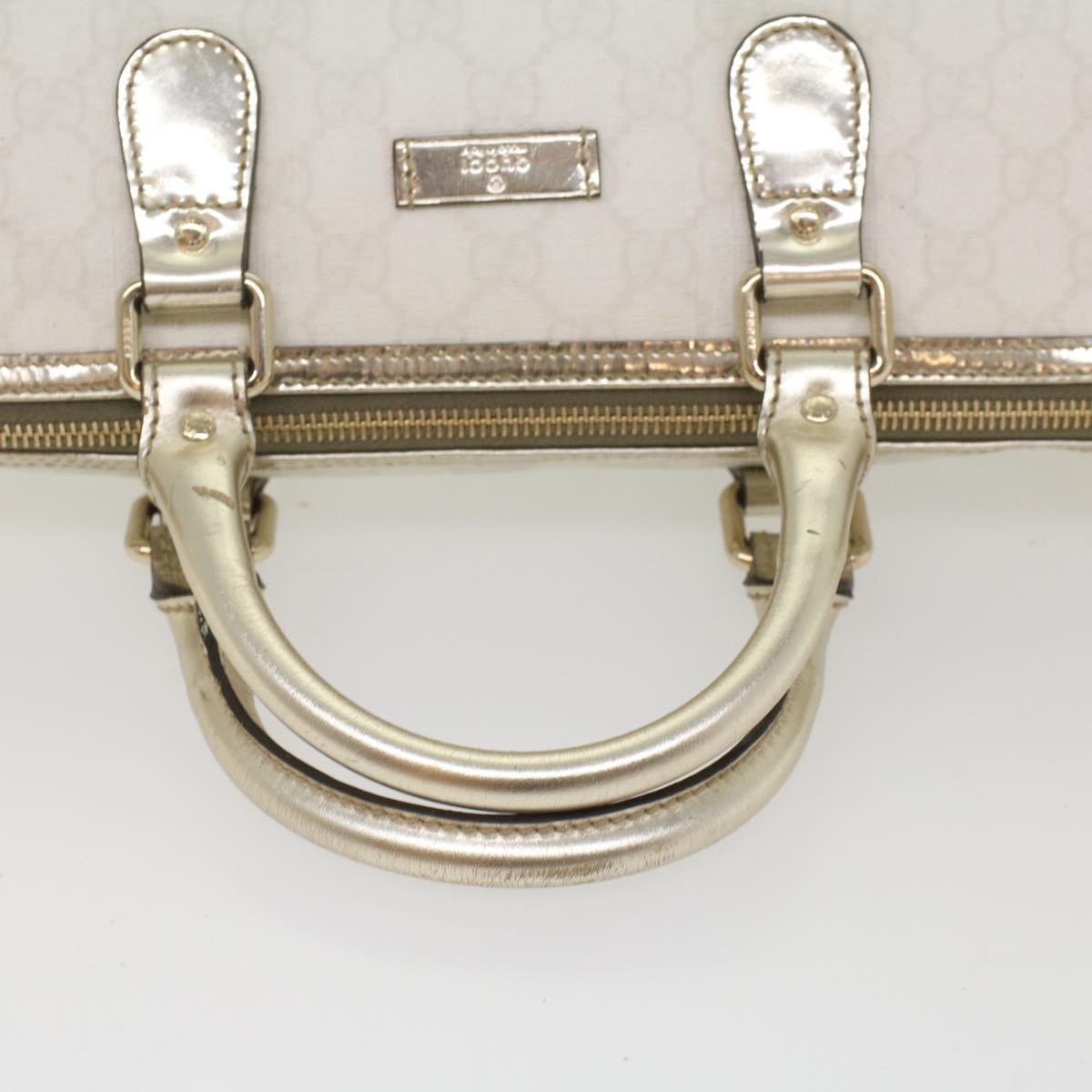 GUCCI GG Supreme Hand Bag PVC Leather White 189899 Auth 56294