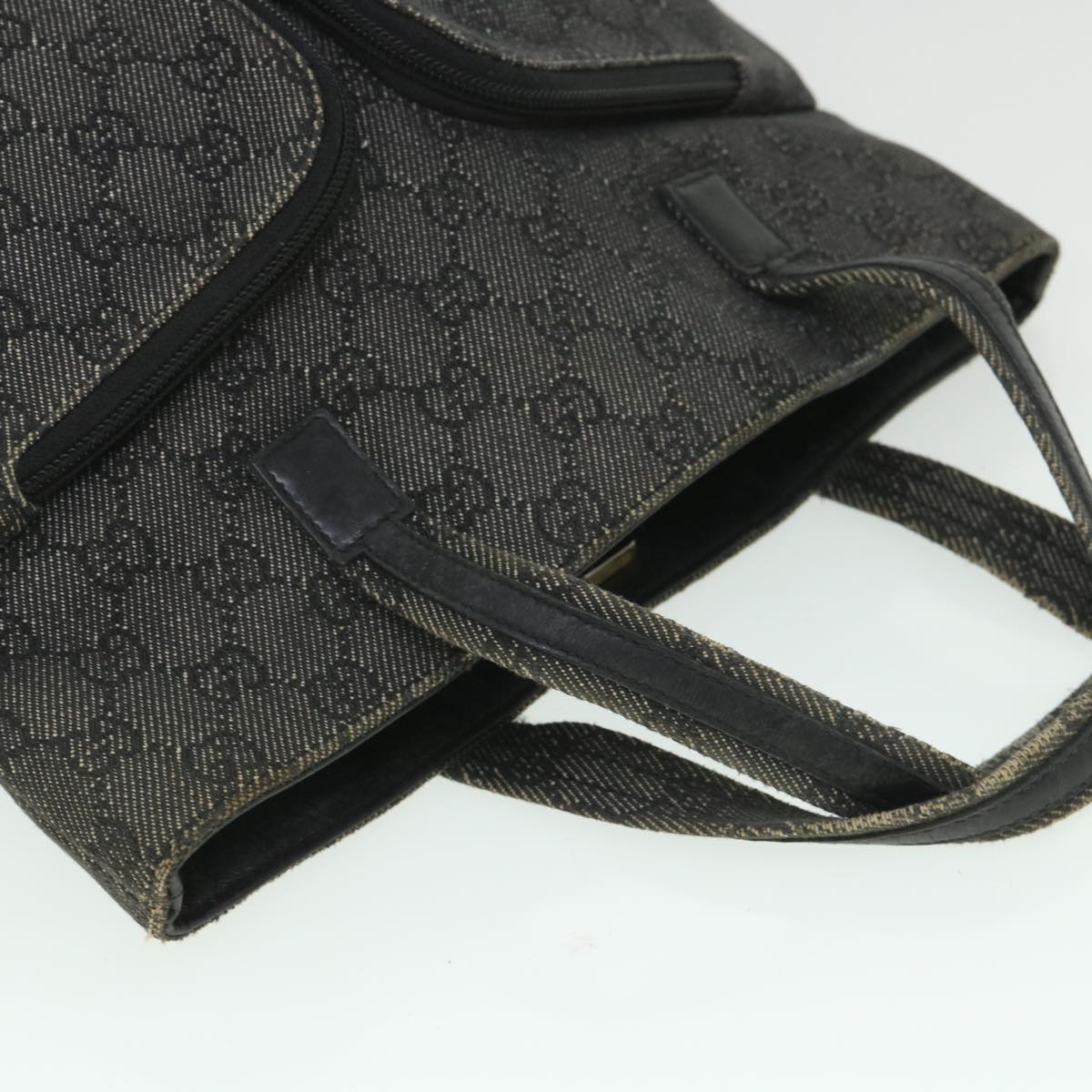 GUCCI GG Canvas Hand Bag Gray 105650 Auth 56318