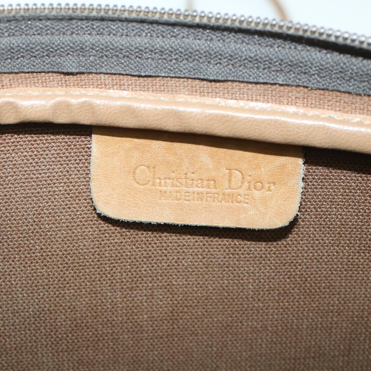 Christian Dior Honeycomb Canvas Shoulder Bag PVC Leather Black Auth 56325