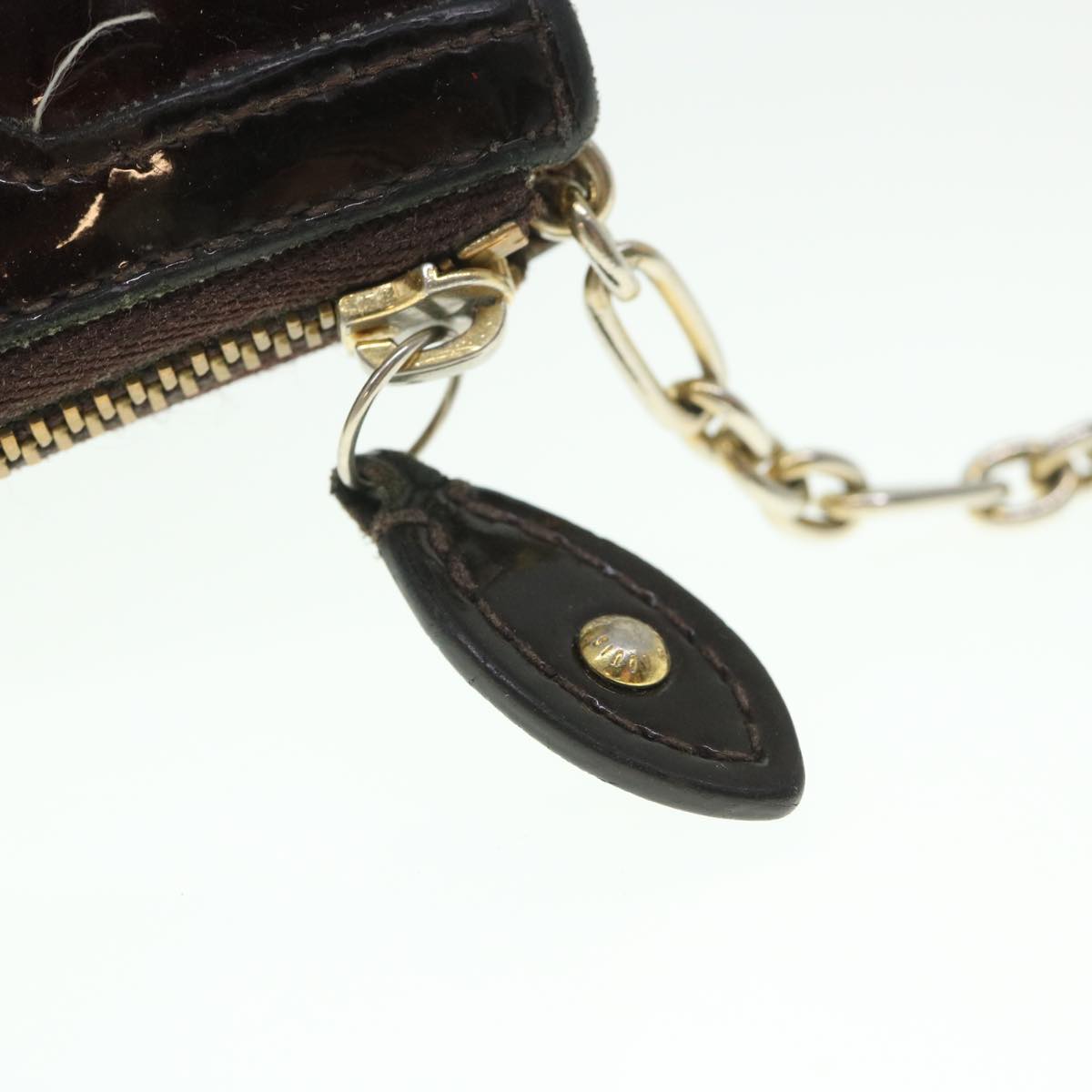 LOUIS VUITTON Vernis Pochette Cles NM Coin Purse Amarante M93557 LV Auth 56334