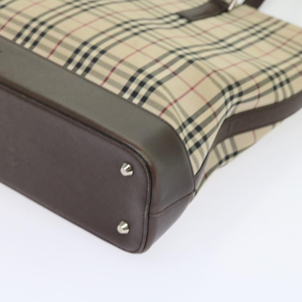BURBERRY Nova Check Tote Bag Canvas Beige Auth 56398