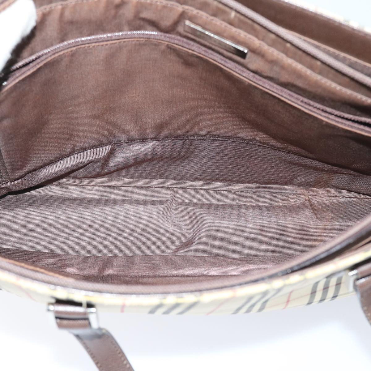 BURBERRY Nova Check Tote Bag Canvas Beige Auth 56398