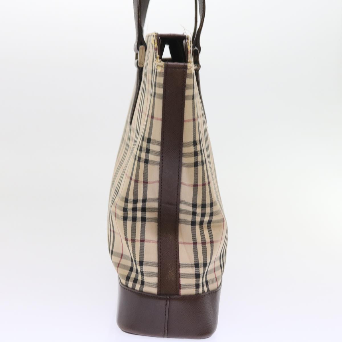 BURBERRY Nova Check Tote Bag Canvas Beige Auth 56398