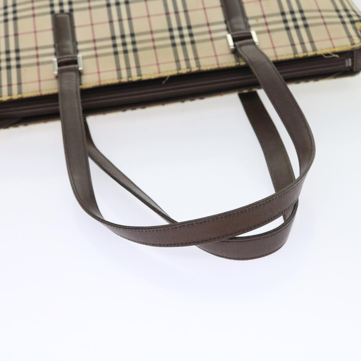 BURBERRY Nova Check Tote Bag Canvas Beige Auth 56398