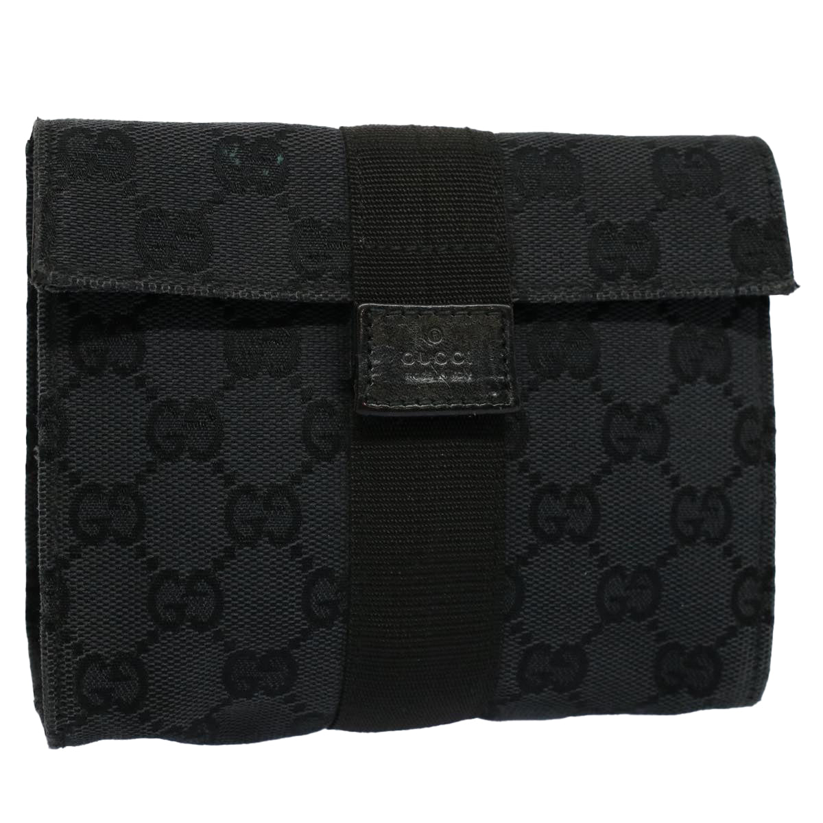 GUCCI GG Canvas Guccissima Pouch Black 039 0991 002058 Auth 56450