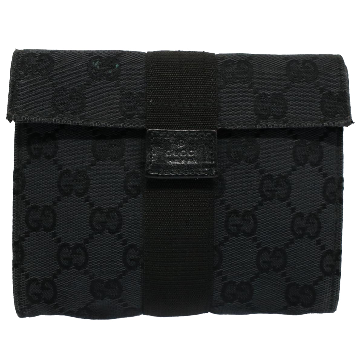 GUCCI GG Canvas Guccissima Pouch Black 039 0991 002058 Auth 56450