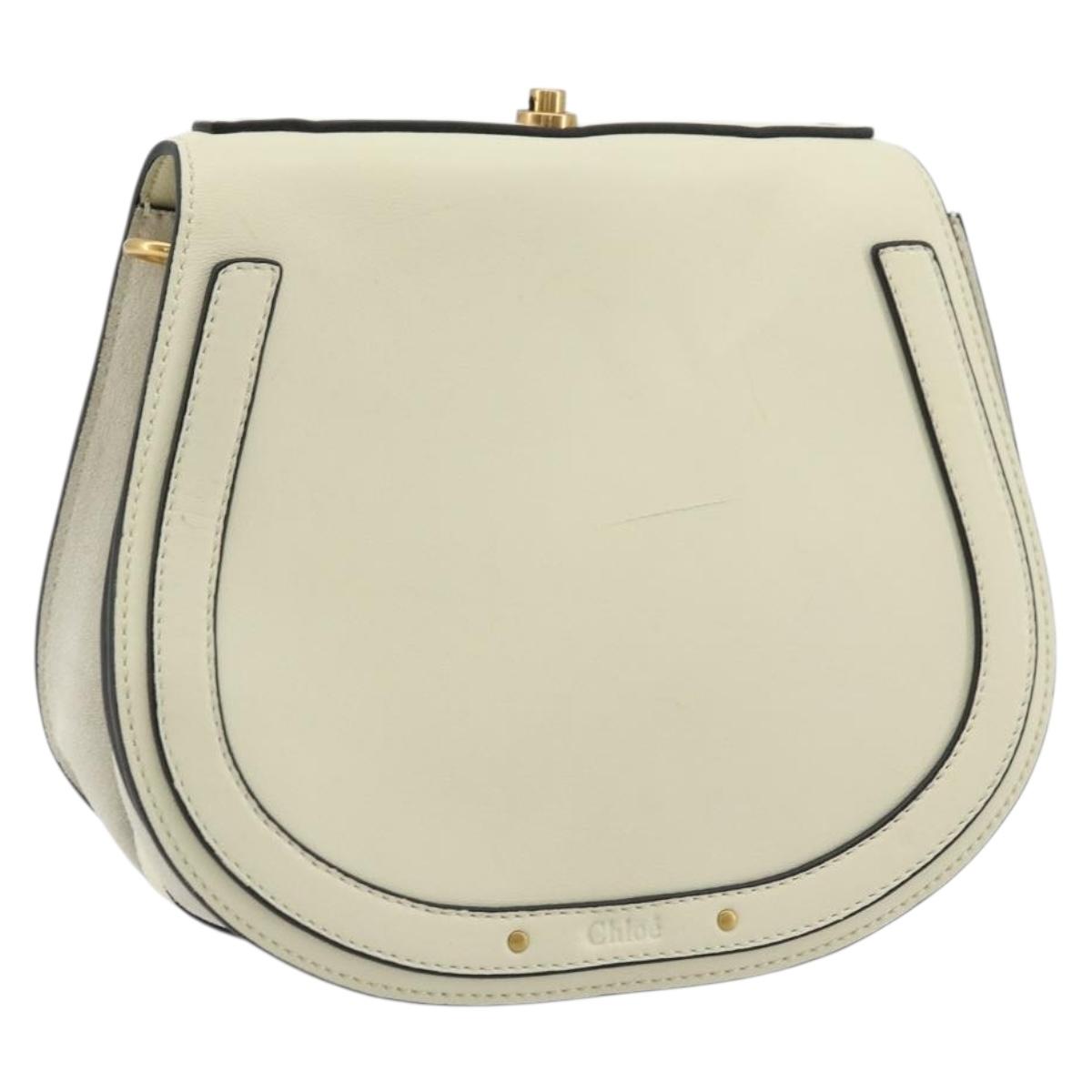 Chloe Nile Small Bracelet Shoulder Bag Leather Suede Cream Auth 56489