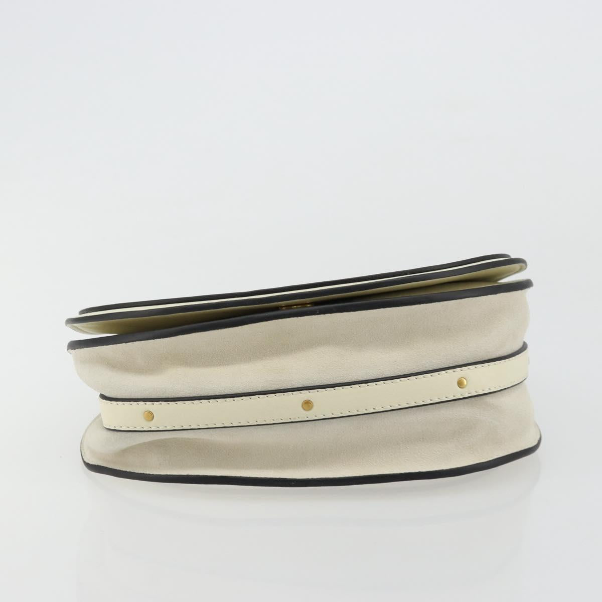 Chloe Nile Small Bracelet Shoulder Bag Leather Suede Cream Auth 56489