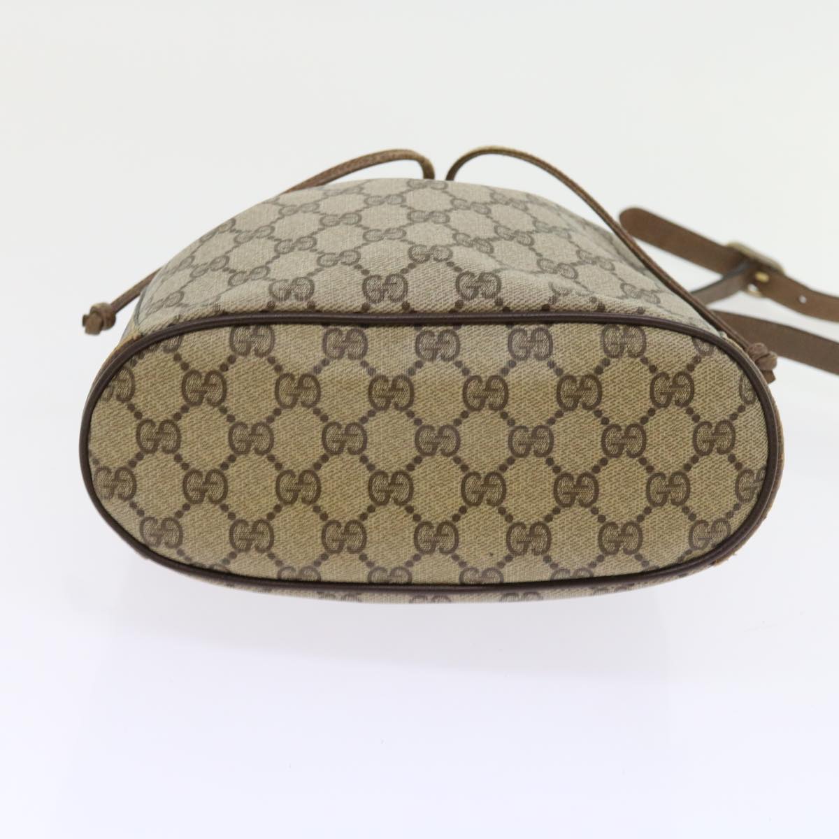 GUCCI GG Canvas Web Sherry Line Shoulder Bag PVC Leather Beige Green Auth 56564